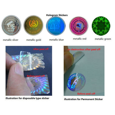 Cam Şişe için Kendinden Yapışkanlı Lazer Holografik Güvenlik Etiketleri